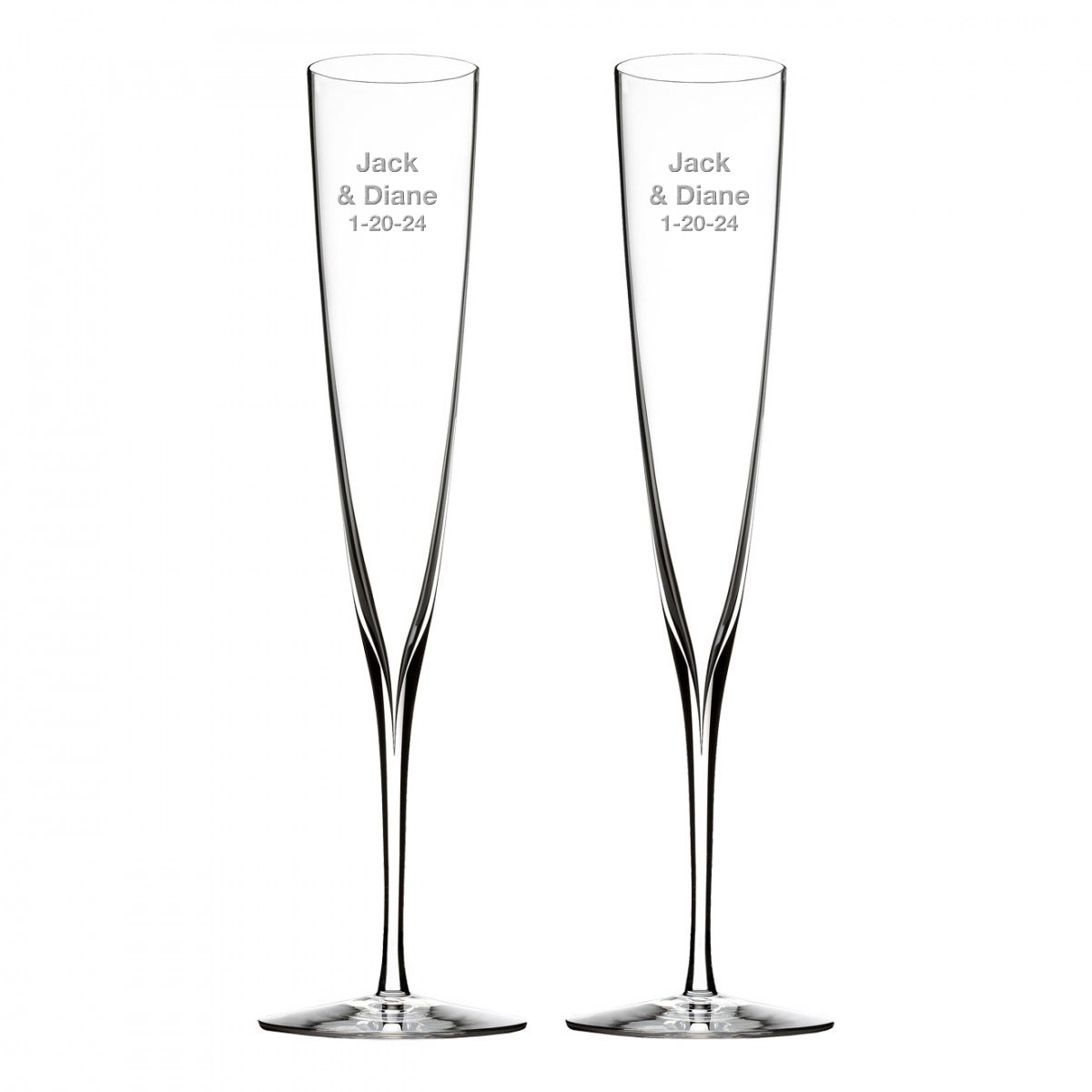 Waterford Crystal, Elegance Trumpet Champagne Toasting Flutes, Pair